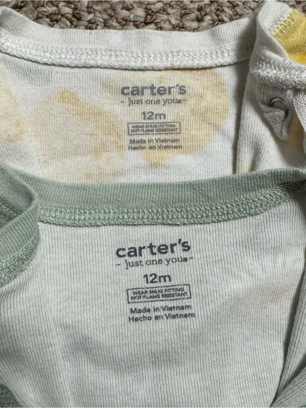 Carter's Lot of 2 Full Zip Footed Sleeper Pajamas Lemon Daisy Print 12 Months